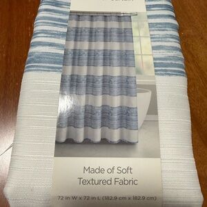 Blue and White Striped Shower Curtain